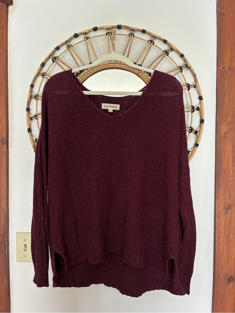 Lucky Brand V-Neck Sweater in Burgundy